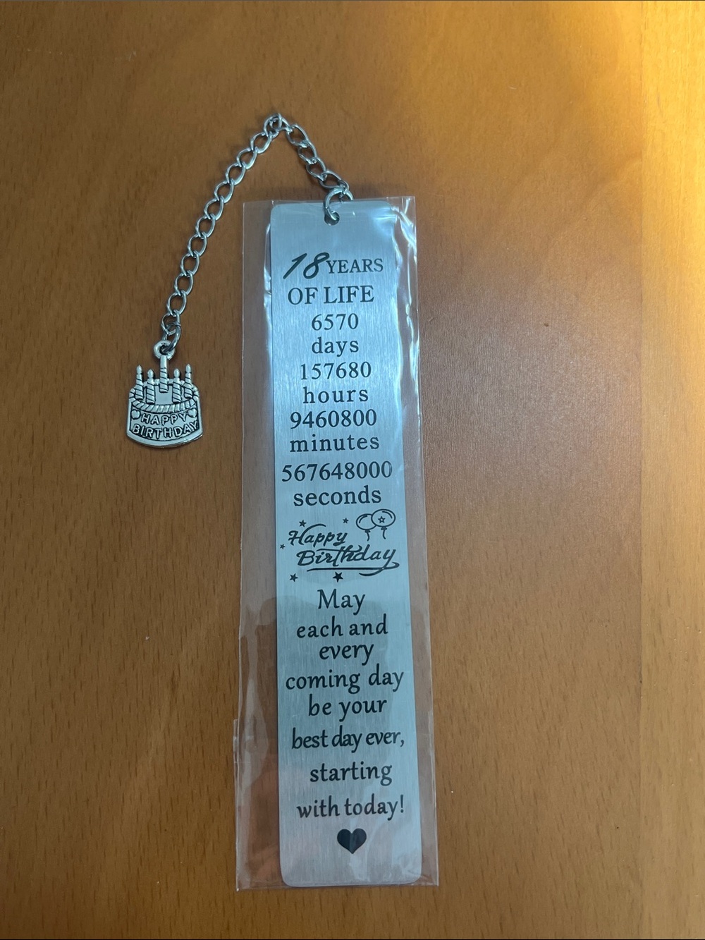 NEW Silver-tone 18th Birthday Bookmark with Cake Charm